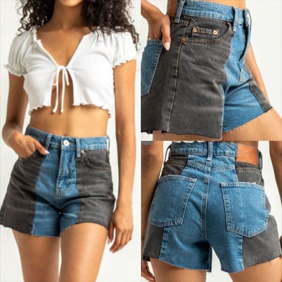 BDG Urban Outfitters High Rise Splice Pax Denim Shorts I-0217a11 - Picture 5 of 12